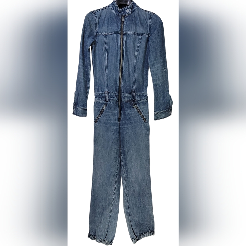 Armani Exchange Denim Jumpsuit Zip Y2K Style Streetwear Size 4 NWT